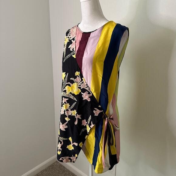 Diane Von Furstenberg multicolor striped silk wrap sleeveless top size M - Picture 3 of 12